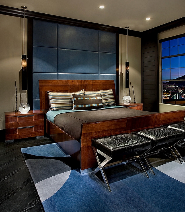 Rich array of textures and elegant decor bring sophistication to this urbane bedroom