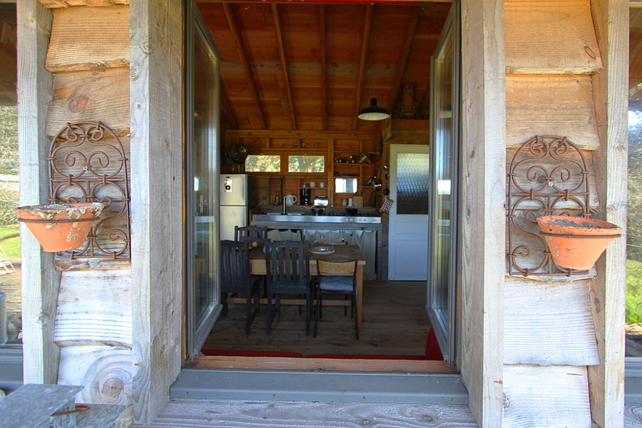 Rustic cabin in the woods with a simple aesthetic style