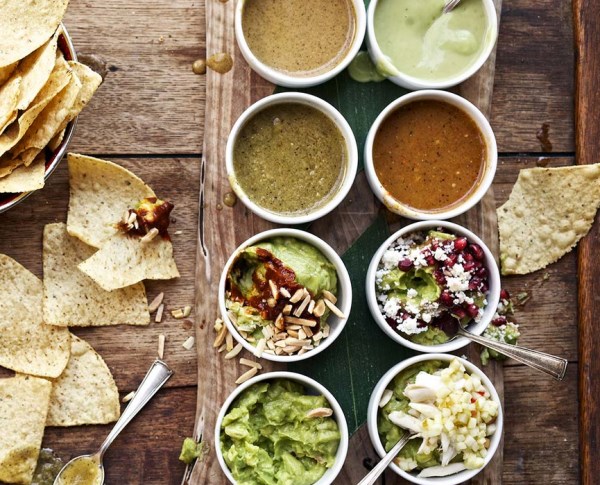 Salsa and guacamole selections