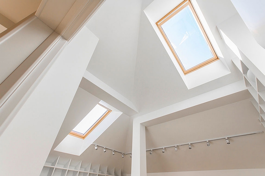 Skylights bring in ample natural light into the loft apartment