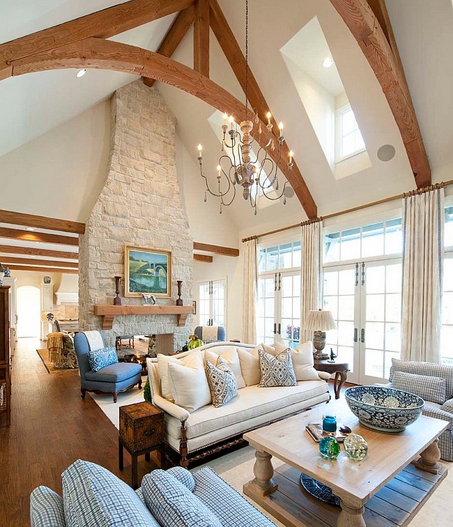 Skylights bring in ample ventilation in this room with vaulted ceiling