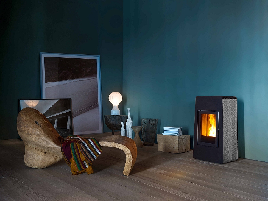 Sleek and minimal pellet-burning stove for the modern home