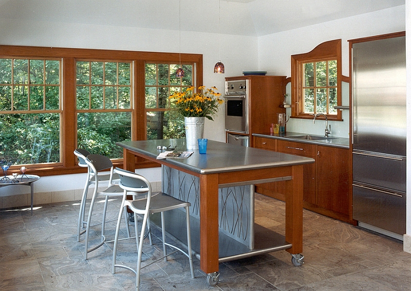 Smart kitchen island on wheels turns the kitchen into a cozy family hub