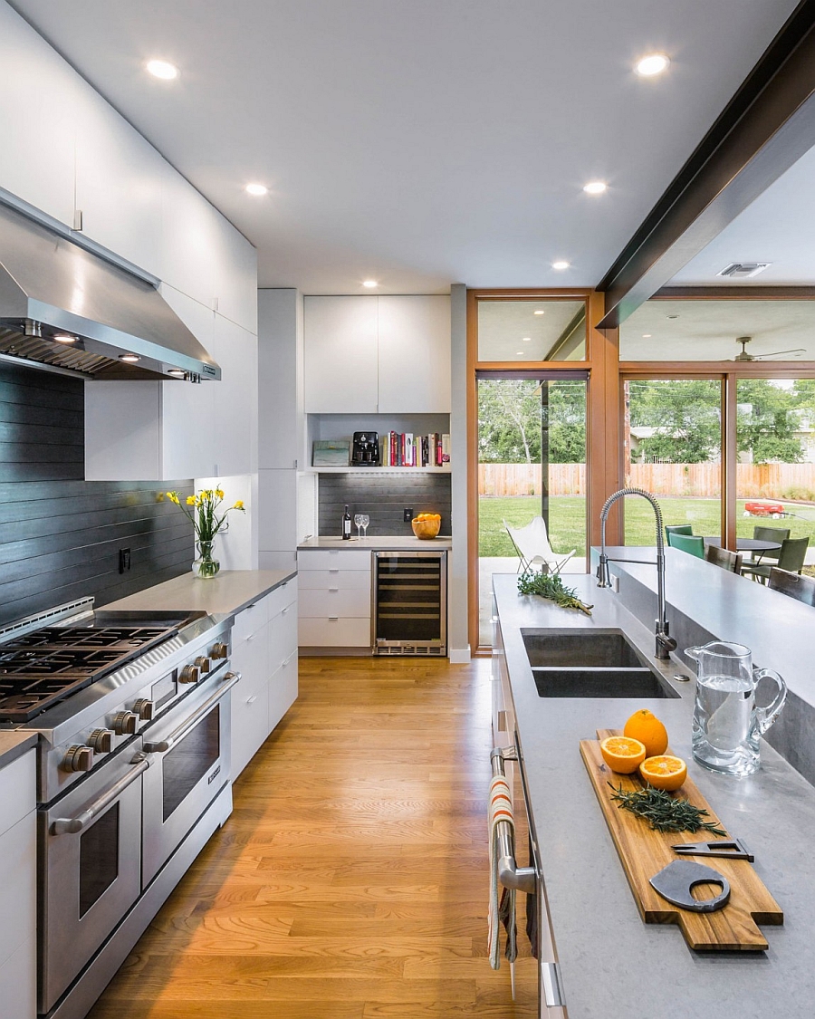 Spacious and elegant modern kitchen with sturdy countertop