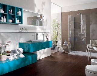 Refreshing And Posh Contemporary Bathroom Dazzles With Colorful Charm