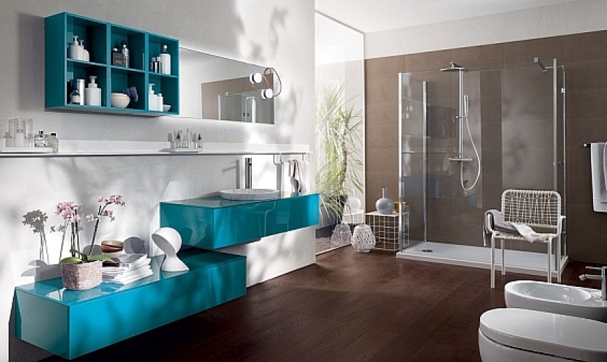 Refreshing And Posh Contemporary Bathroom Dazzles With Colorful Charm