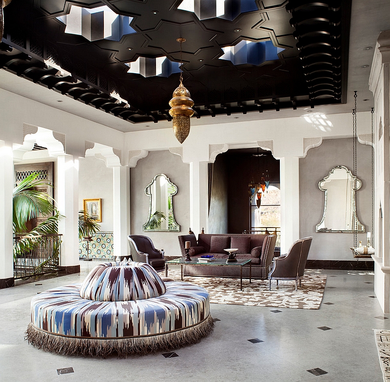 Stunning living room combines Hollywood glamour with amazing Moroccan design