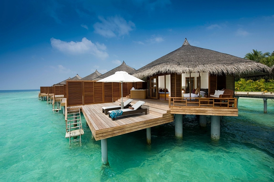 Stunning villas atop the ocean with a view of the majestic turquoise waters