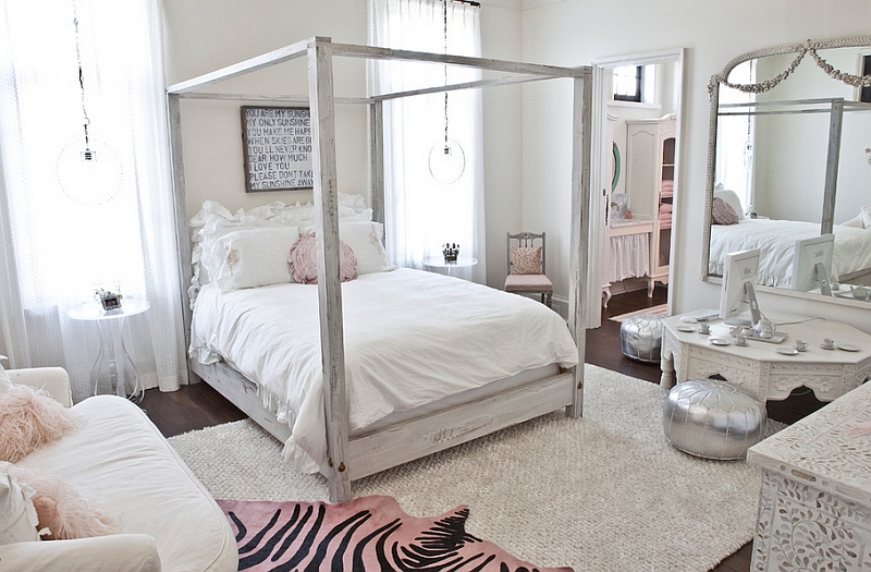 Stylish girls' bedroom in white with a chic Moroccan theme