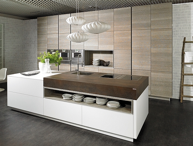 Stylish modern kitchen with trendy island