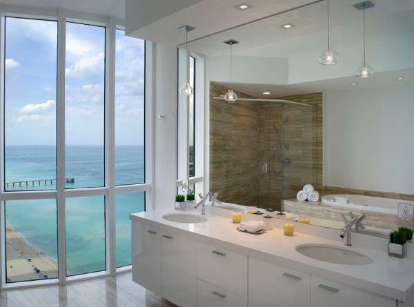 Tranquil powder room details