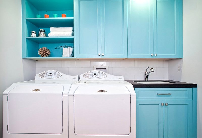 Turquoise laundry room