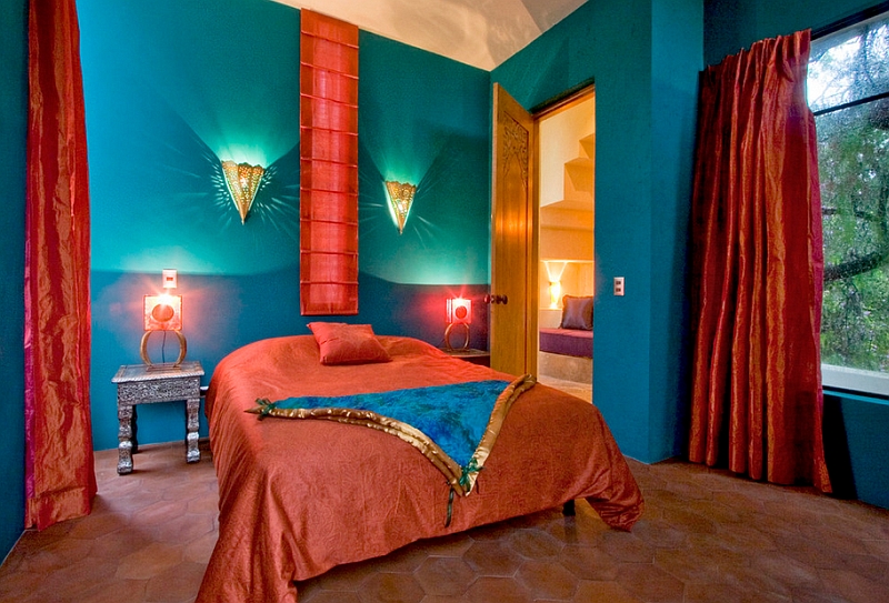 Vivacious Moroccan-inspired master bedroom brings together color and luxury