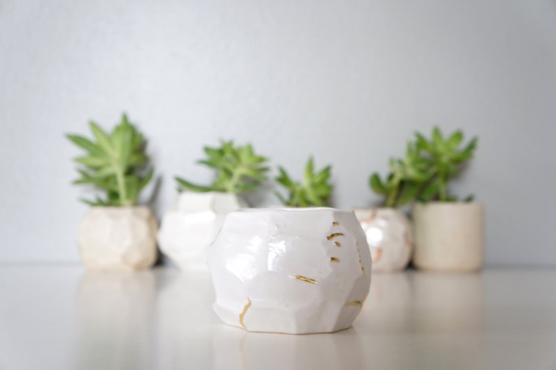 White faceted planters from The Object Enthusiast