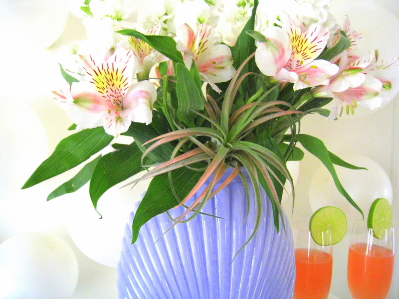 A Deco vase filled with alstroemeria