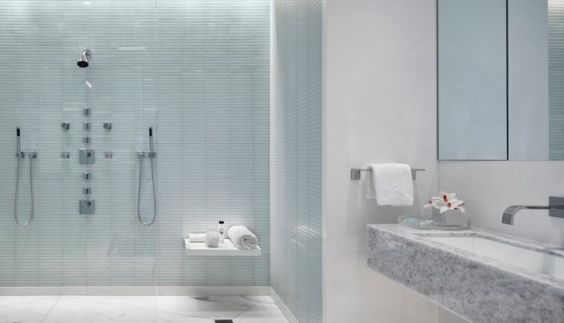 A spa-style bathroom designed by Jennifer Post