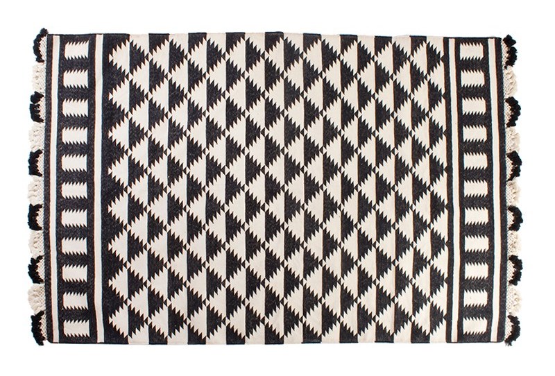 Black and white triangle rug