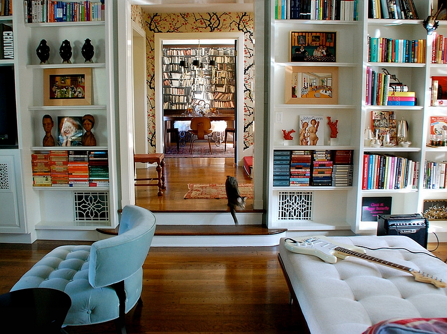 books in the living room