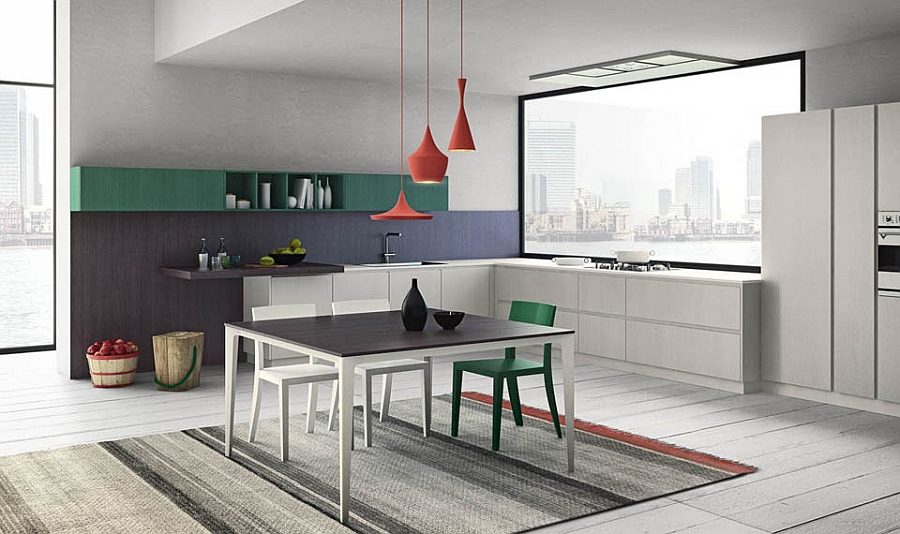 Bright pops of color meet modern minimalism with Grafica Kitchen