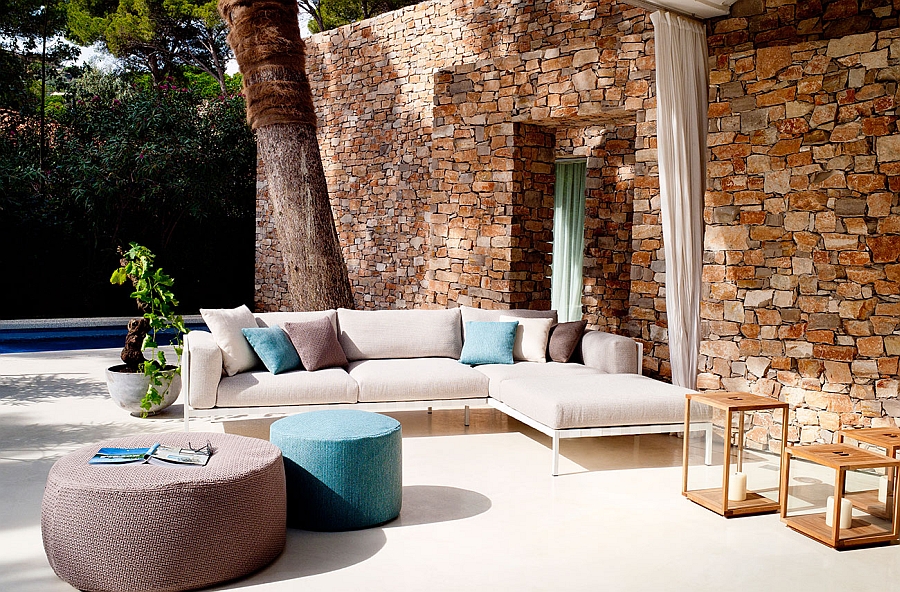 Comfy outdoor sofa blends contemporary style with modular comfort