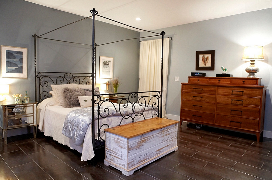 Contrasting textures enhance the aura of the bedroom [By Theresa Seabaugh Interior Design]