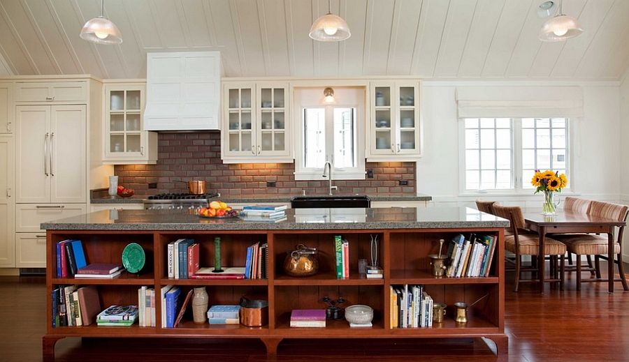 Cozy, cottage style kitchen with a smart island