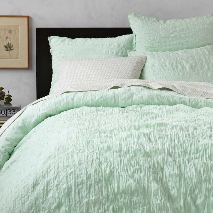 Crinkled bedding from West Elm