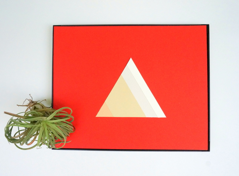 DIY red paper art with stripes