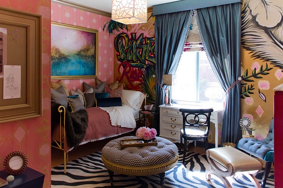 Eclectic feminine bedroom with a distinct bohemian style