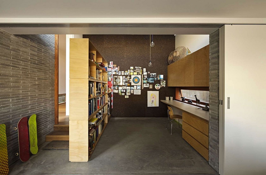 Ergonomic modern home office in the Sydney home with ample storage