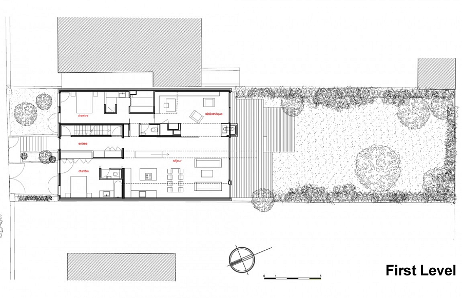 Floor plan of the first level of the eco-friendly house