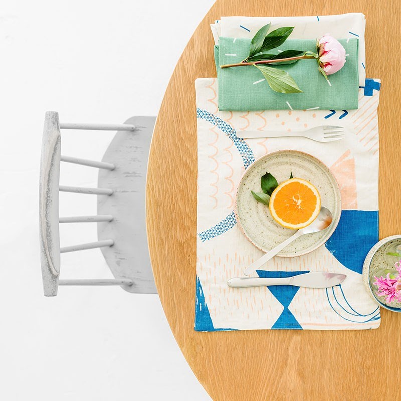 Geometric placemat with colorful details