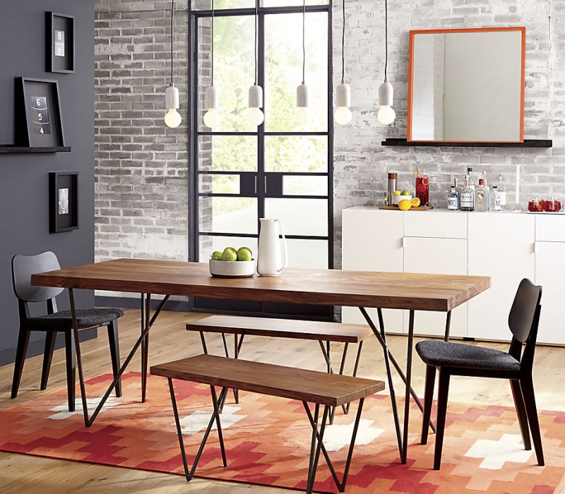 Grays and oranges in a modern dining room