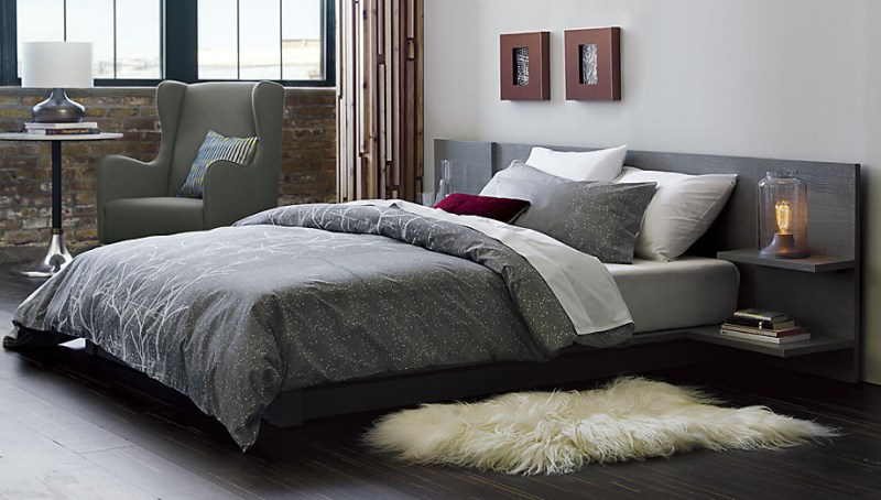 Grey tree-motif bedding