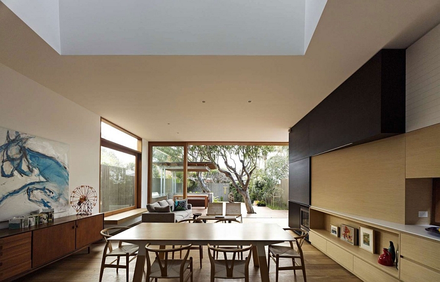 Interior of the house is seamlessly connected with the backyard