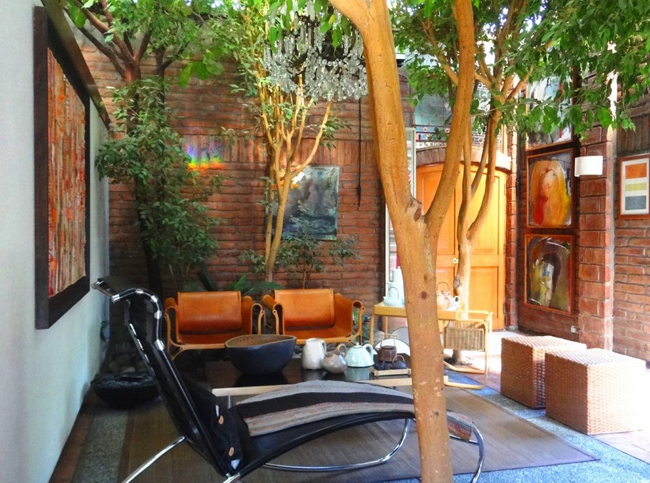 Interior patio with indoor trees