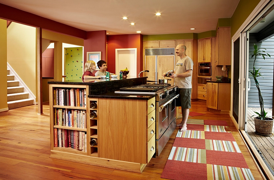 Inviting, transitional style kitchen with a smart dose of books! [Design: Designing Solutions]