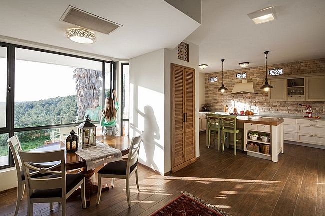 Kitchen and dining room of the renovated Israeli Home
