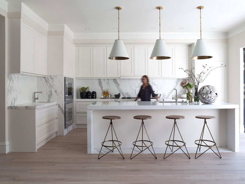 Kitchen with calacatta marble slab