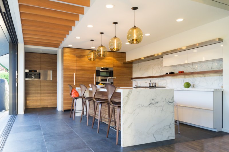 Kitchen with calcutta gold marble