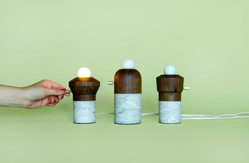 Marble and wood lights designed by Fort Standard