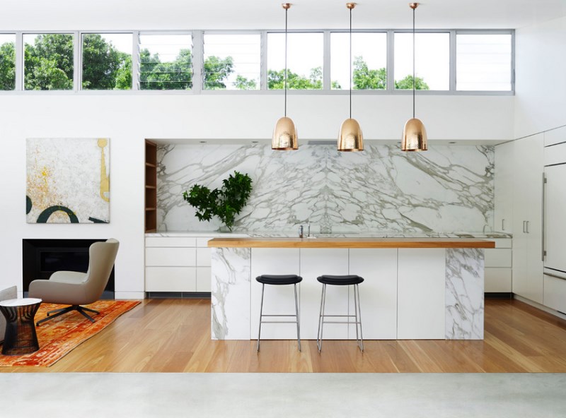 marble accent wall idea kitchen