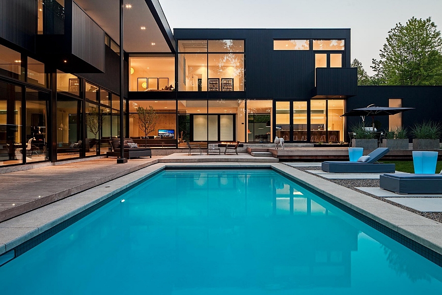 Minimal pool design complements the style of the contemporary house