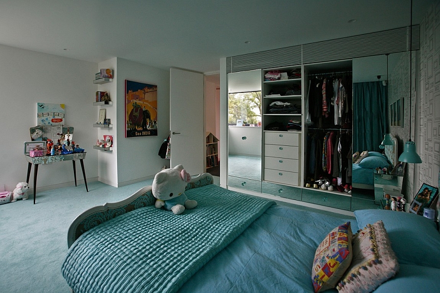 Modern kids' bedroom in London home in light blue