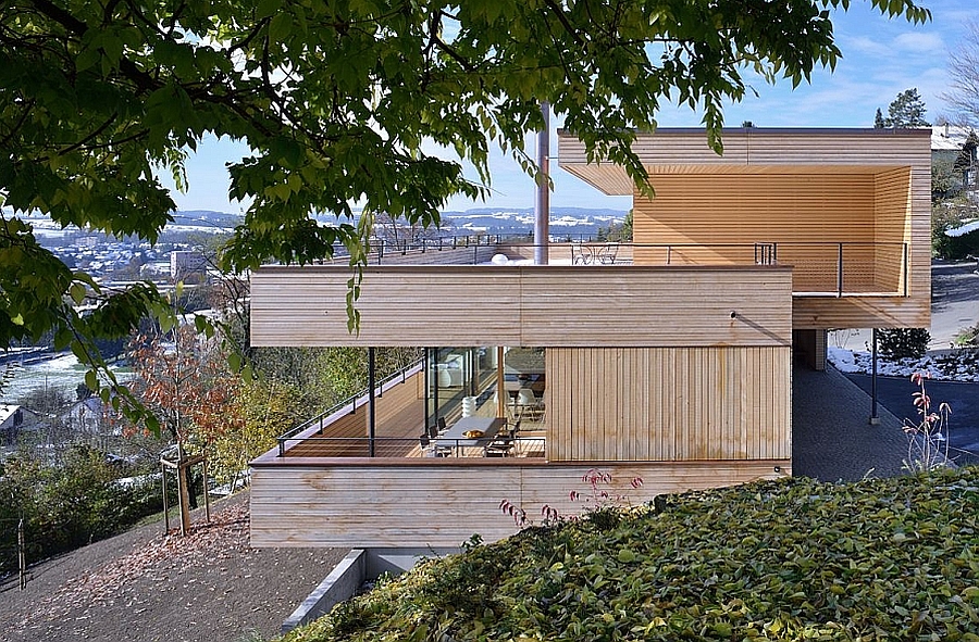 Stunning Mountain Views And Wood-Clad Interior Shape Modern Swiss Home