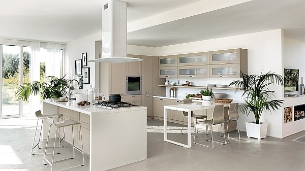 Open Living room and kitchen system from Scavolini