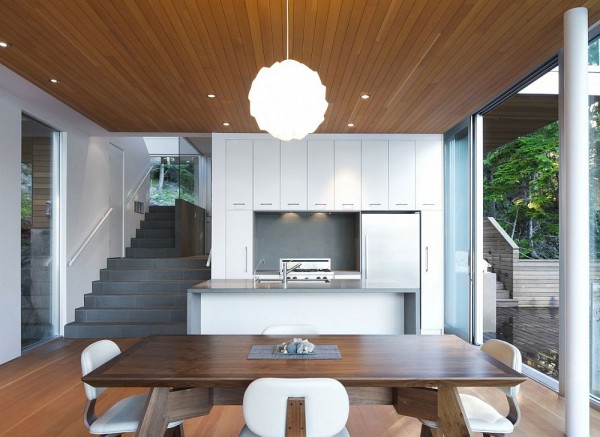 An open-plan kitchen with a highly modern design