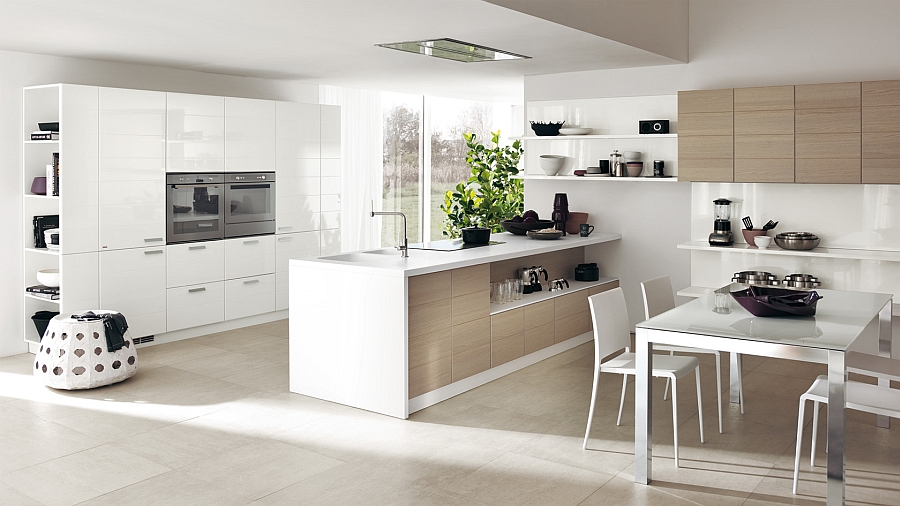 Open kitchen combines the perfect functionality of working areas with relaxed ambiance