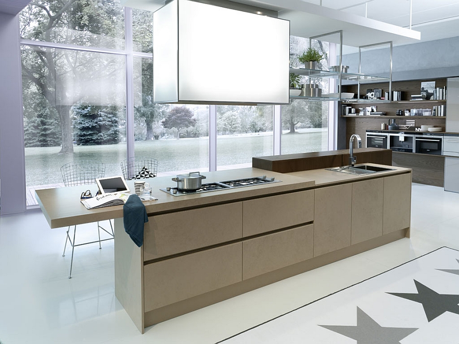 Smart hood above the kitchen island adds to the appeal of the modern kitchen