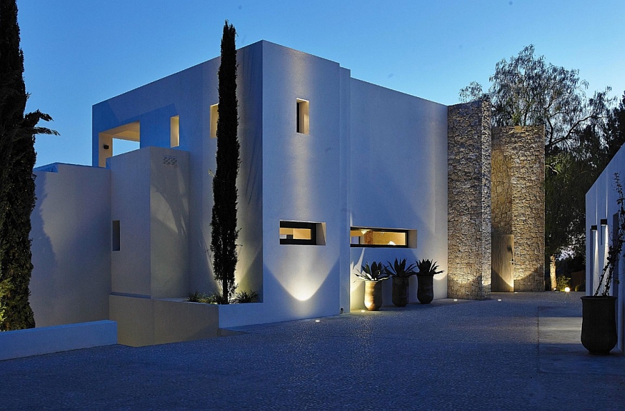 Smartly lit entranceway to the luxurious Ibiza Villa